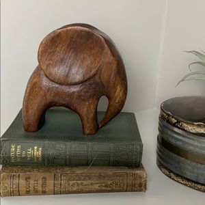 Mid Century Carved Wood Abstract Elephant Figurine